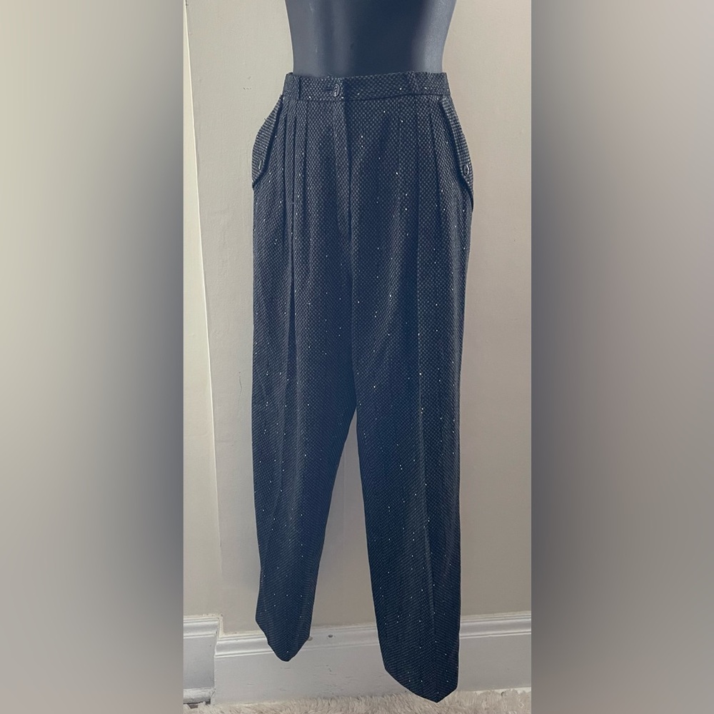 Vintage "Naturelles" by Gérard Pasquier Black & Grey Wool Blend Trousers Size 44